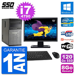 PC Tour Dell 7020 Ecran 19" Intel Core i7-4790 RAM 8Go SSD 120Go Windows 10 Wifi · Occasion 