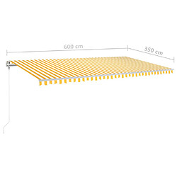 vidaXL Auvent manuel rétractable avec LED 6x3,5 m Jaune et blanc pas cher