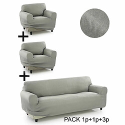 Housse de canapé Sofakover Pocket Trio Romeo 3 Unités - Gris clair