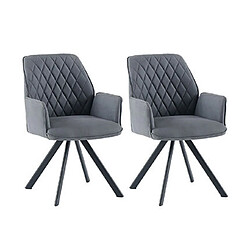 Mes Lot de 2 chaises repas 56x62x87 cm en microfibre gris - VENTER