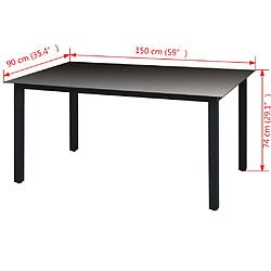 Avis Maison Chic Table de jardin | Table d'extérieur Noir 150 x 90 x 74 cm Aluminium et verre -GKD16802