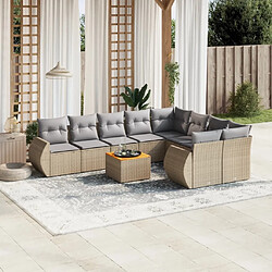 Maison Chic Salon de jardin avec coussins 10 pcs, Ensemble Tables et chaises de jardin, beige résine tressée -GKD497616