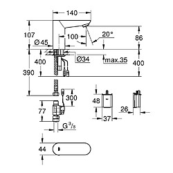 GROHE - Robinet lavabo infrarouge Euroeco Cosmopolitan E