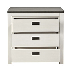 Avis Mes Commode 3 tiroirs 86x45,5x82 cm décor bois blanc et noir