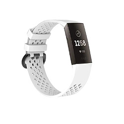 Shot Bracelet Sport pour FITBIT Charge 3 Taille L 105-133mm Grand Poignet Silicone (BLANC) 