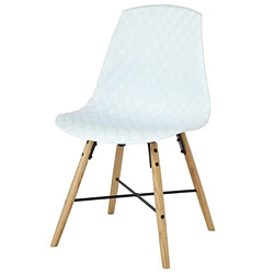 Lot de 4 Chaises Polypropylène Blanc Piétement Chêne Vigi KosyForm