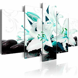 Paris Prix Tableau Imprimé Turquoise Lilies & Stones 50 x 100 cm 