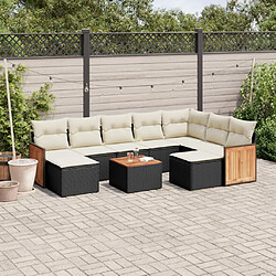 Maison Chic Salon de jardin 10 pcs avec coussins, Ensemble Tables et chaises d'extérieur noir résine tressée -GKD864304