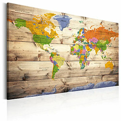 Paris Prix Tableau Imprimé Map on Wood : Colourful Travels 80 x 120 cm 