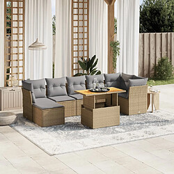 vidaXL Salon de jardin avec coussins 8 pcs beige résine tressée 