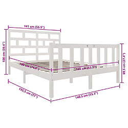 vidaXL Cadre de lit sans matelas blanc bois de pin massif pas cher