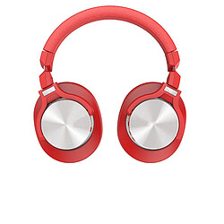 Chrono Casque antibruit Bluetooth V5.0 sans fil, 40 heures de lecture sur l'oreille avec microphones et charge rapide, Chronus NC75 Pro pour TV/PC/téléphone portable - Faible latence(rouge)