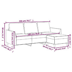 vidaXL Canapé à 3 places avec repose-pieds Noir 180 cm Similicuir pas cher