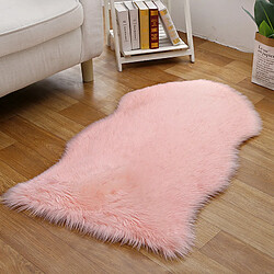 LUUCOZK Tapis Moelleux en Fausse Fourrure Tapis Shaggy pour Chambre à Coucher Salon - Rose Crevette-Irrégulier 60x110