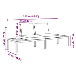 vidaXL Salon de jardin 2 pcs avec coussins noir aluminium pas cher