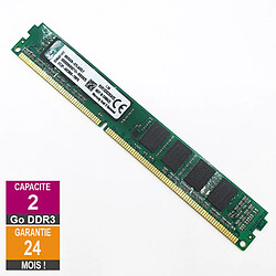 Barrette Mémoire 2Go RAM DDR3 Kingston KVR1333D3S9/2G DIMM PC3-10600U 1Rx8 LP · Reconditionné PC3-10600 - 1333MHz