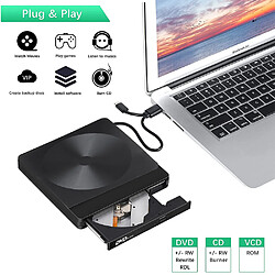 Acheter Lecteur de disque externe, USB C 3.0 et Type-C Lecteur CD DVD externe pour MacBook Windows Ordinateur portable Ordinateur de bureau Ordinateur portable