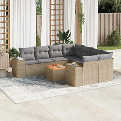 Maison Chic Salon de jardin avec coussins 9 pcs | Ensemble de Table et chaises | Mobilier d'Extérieur beige résine tressée -GKD88502