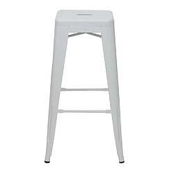 Mendler 4x tabouret de bar HWC-A73, chaise de comptoir, métal, empilable, design industriel ~ blanc