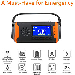 Universal Radios portatives Météo d'urgence Solaire 4000mAh Batterie Alimentation Torche lumineuse Haut-parleur auxiliaire Survie extérieure | Radio