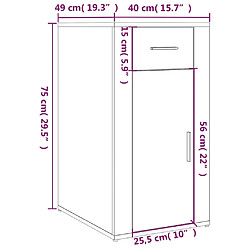 vidaXL Armoire de bureau Sonoma gris 40x49x75 cm Bois d'ingénierie pas cher