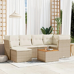 vidaXL Salon de jardin avec coussins 7 pcs beige résine tressée 