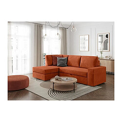 Loungitude Canapé d'angle gauche convertible ARTEMIS 4 places - Velours côtelé terracotta - L246 x P174 x H96 cm