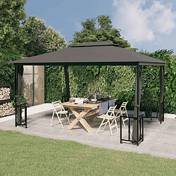 Maison Chic Tonnelle | Pergola avec parois et toit double 3x4 m Anthracite -GKD99844