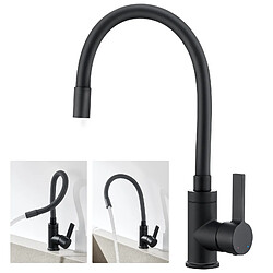 AURALUM MAX Mitigeur Cuisine Flexible Bec Haut Orientable Librement Mitigeur Évier Flexible Pivotant 360° Robinet Evier Eau Chaude/Froide,Noir