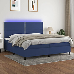 vidaXL Sommier à lattes de lit et matelas et LED Bleu 200x200 cm Tissu 