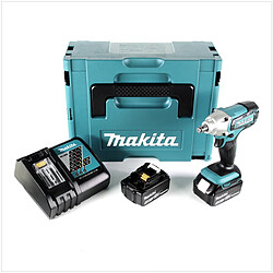 Makita DTW 190 RMJ 18V Li-Ion Boulonneuse à chocs sans fil + Boîtier Makpac + 2x Batteries BL 1840 4,0 Ah avec pointeur-LED + Chargeur rapide DC 18 RC