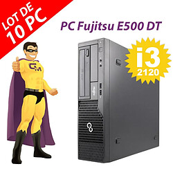 Lot x10 PC Fujitsu Esprimo E500 DT Intel i3-2120 RAM 4Go Disque 250Go Windows 10 - Occasion