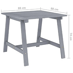 vidaXL Table à dîner de jardin Gris 88x88x74 cm Bois d'acacia massif pas cher