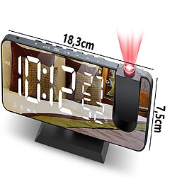 Elixir Reveil Projecteur Plafond Radio FM Reveil Projection 180° Horloge Numérique avec 7' LED Écran Miroir Chargement USB Port Fonction Snooze Double Alarme Horloge Digitale pour Chambre,Cuisine,Bureau