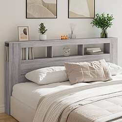 Maison Chic Tête de lit moderne à LED lumineuse pour chambre - Décoration de lit sonoma gris 200x18,5x103,5 cm bois ingénierie -MN59659