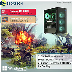 Sedatech PC Gaming • AMD Ryzen 5 5600X • RX 6600 • 32 Go RAM • 2To SSD M.2 • 3To HDD • Windows 11