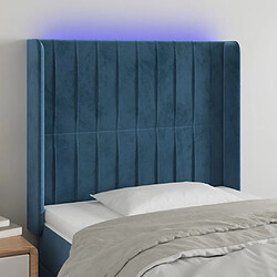 Maison Chic Tête de lit scandinave à LED,meuble de chambre Bleu foncé 93x16x118/128 cm Velours -MN38115