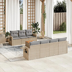 vidaXL Salon de jardin avec coussins 8pcs mélange beige résine tressée 