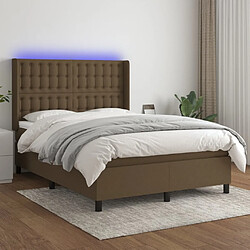 vidaXL Sommier à lattes de lit matelas et LED Marron foncé 140x190 cm 