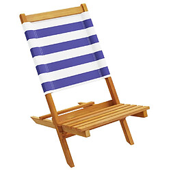 Avis vidaXL Chaises de jardin lot de 2 bleu/blanc bois acacia massif tissu