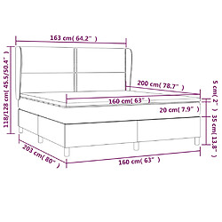 vidaXL Sommier à lattes de lit avec matelas Taupe 160x200 cm Tissu pas cher