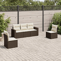 vidaXL Salon de jardin avec coussins 5 pcs marron résine tressée 