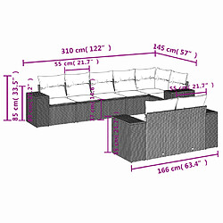 Avis vidaXL Salon de jardin 8 pcs avec coussins gris clair résine tressée