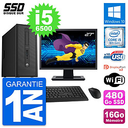 PC Tour HP EliteDesk 800 G2 Ecran 27" i5-6500 RAM 16Go SSD 480Go Windows 10 Wifi - Occasion