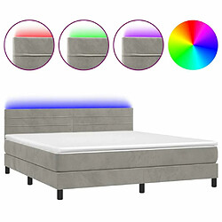 Sommier à lattes LED,Cadre à lattes de lit avec matelas pour Adulte Gris clair 180x200 cm -MN82899