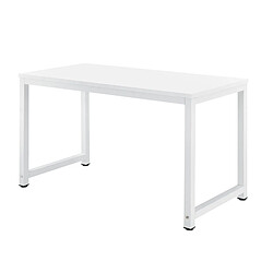 Helloshop26 Bureau réglable poste de travail table bois mélaminé 120 cm blanc 03_0001162 