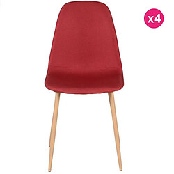 Lot de 4 Chaises Repas Contemporain en Tissu Rouge Lira KosyForm