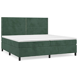 Maison Chic Lit Adulte - Lit simple Lit à sommier tapissier et matelas moelleux - Meuble de Chambre - Vert foncé 200x200cm Velours -MN18100