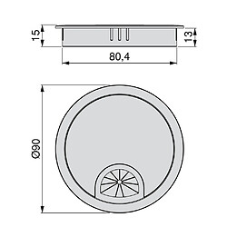 Emuca Couvercle passe-câbles circulaire, D. 80 mm, à encastrer, Zamak, Chromé ma