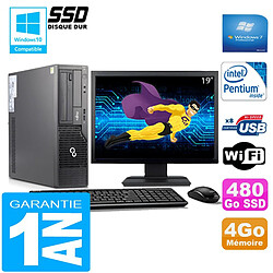 PC Fujitsu Esprimo E500 E85+ SFF G640 4Go Disque 480Go SSD Wifi W7 Ecran 19" · Occasion 